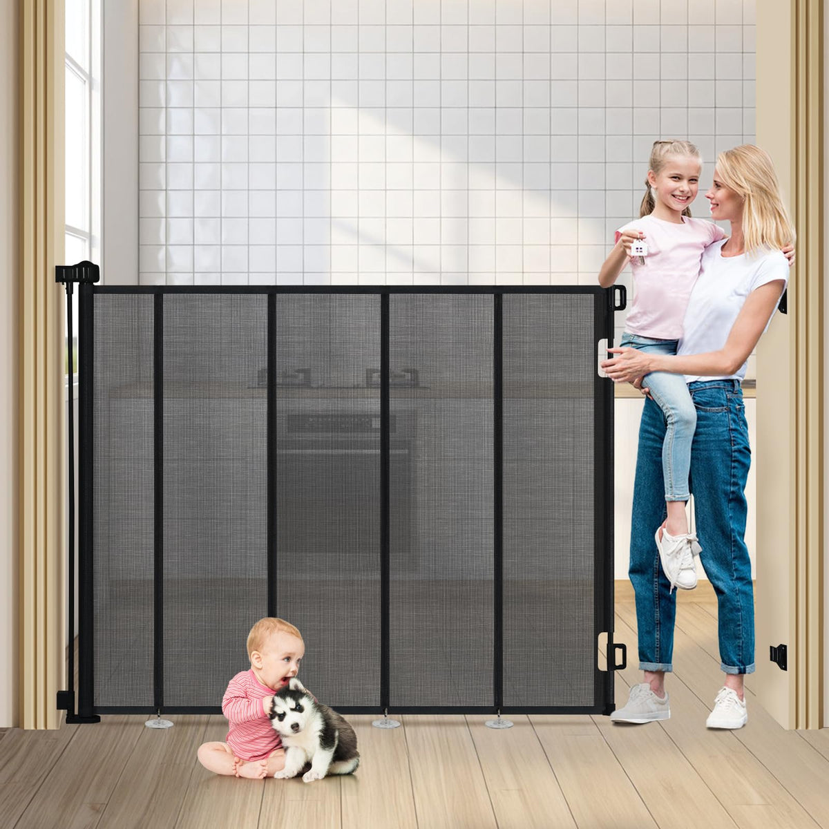 HIDOG 47 extra tall gate mesh for childproofing and pet containment.