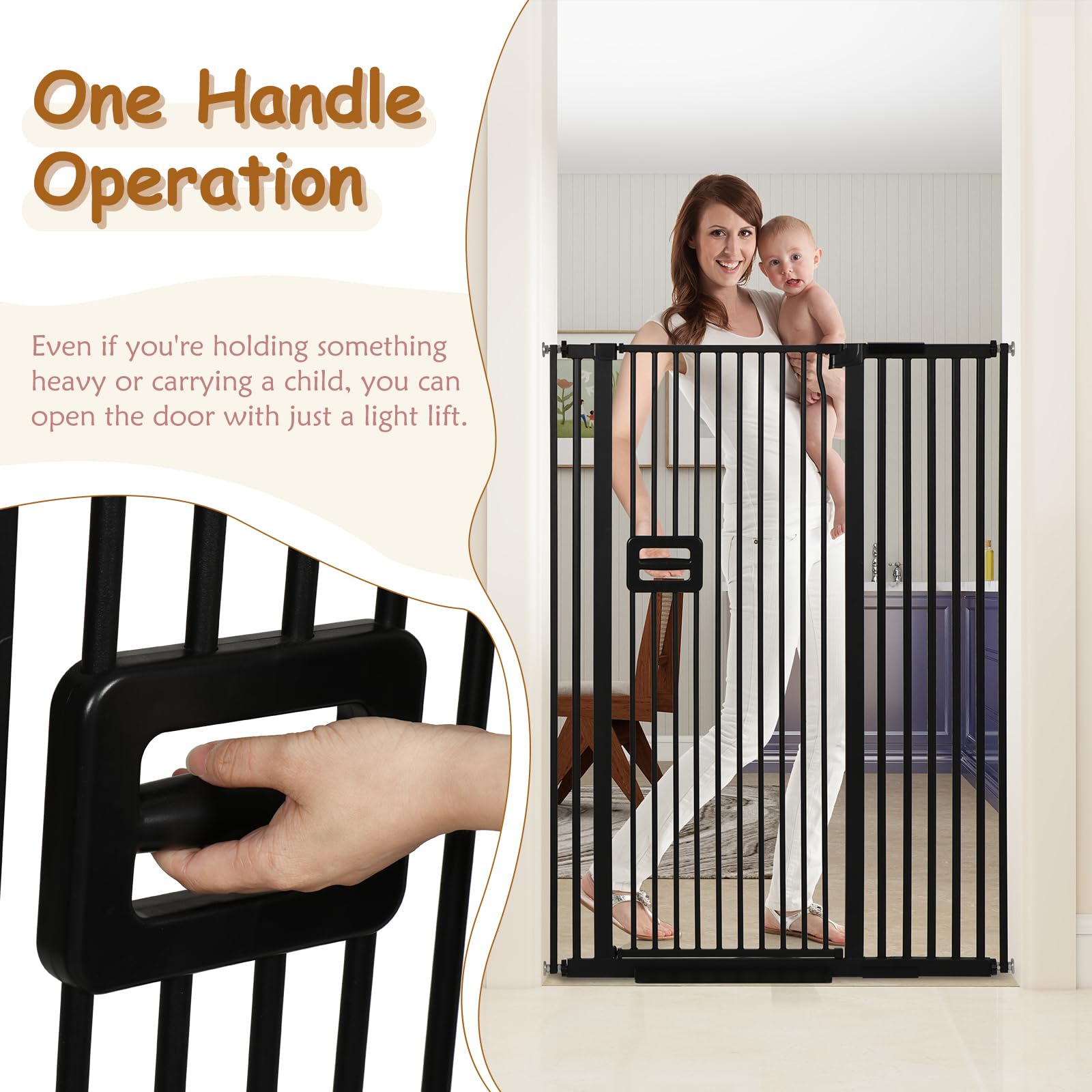 HIDOG 55'' gate auto-close in action with dual safety locks
