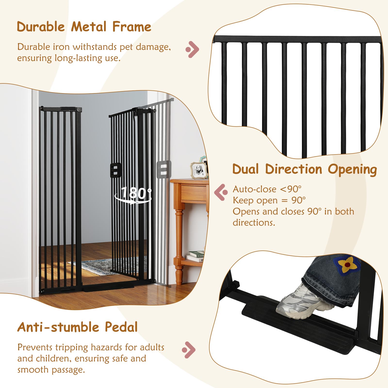 HIDOG 55'' cat gate mounted in doorframe without drilling