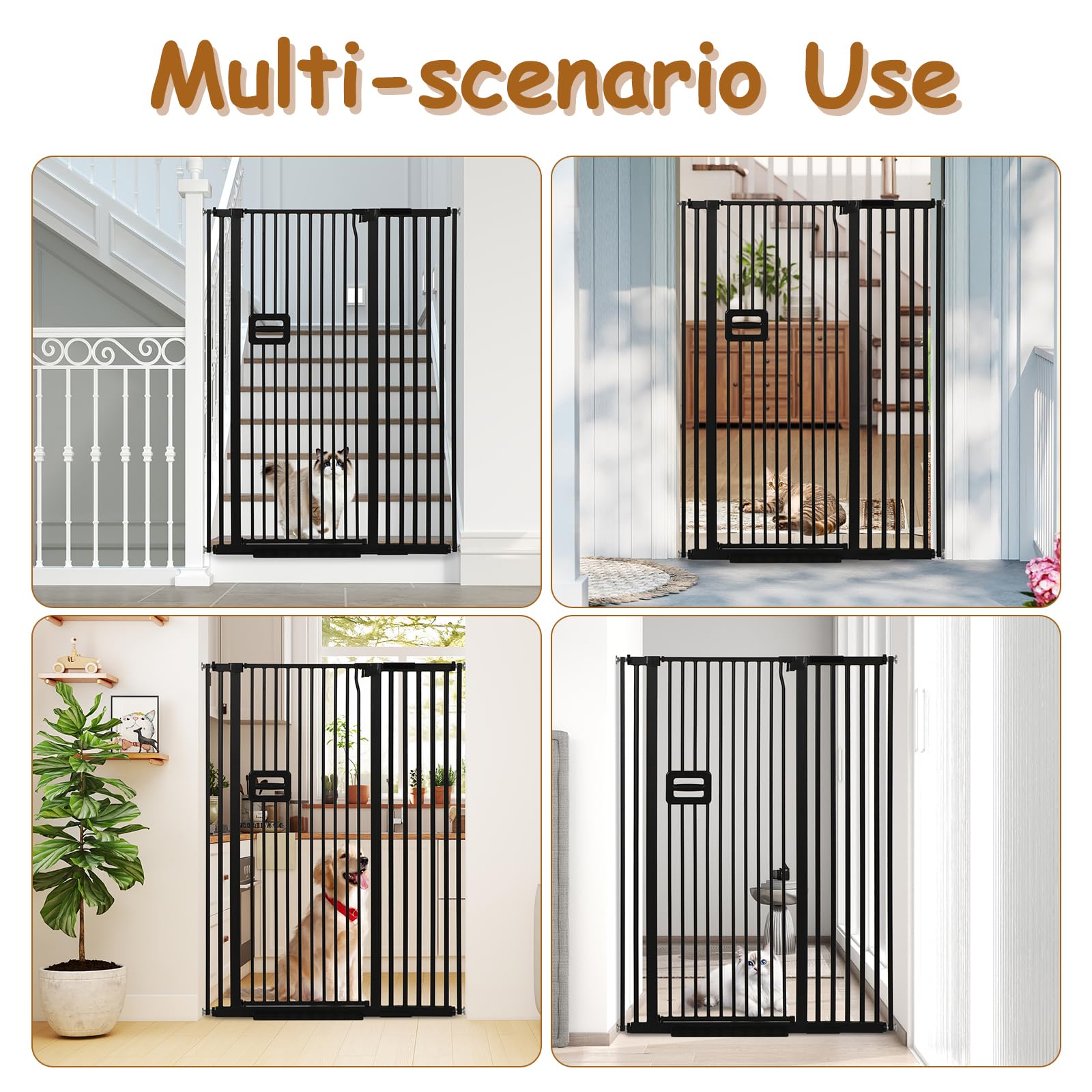 HIDOG 55'' cat gate used in multi-pet home for space division