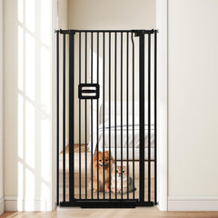 HIDOG 55-inch extra tall cat gate blocks agile cats in doorway.