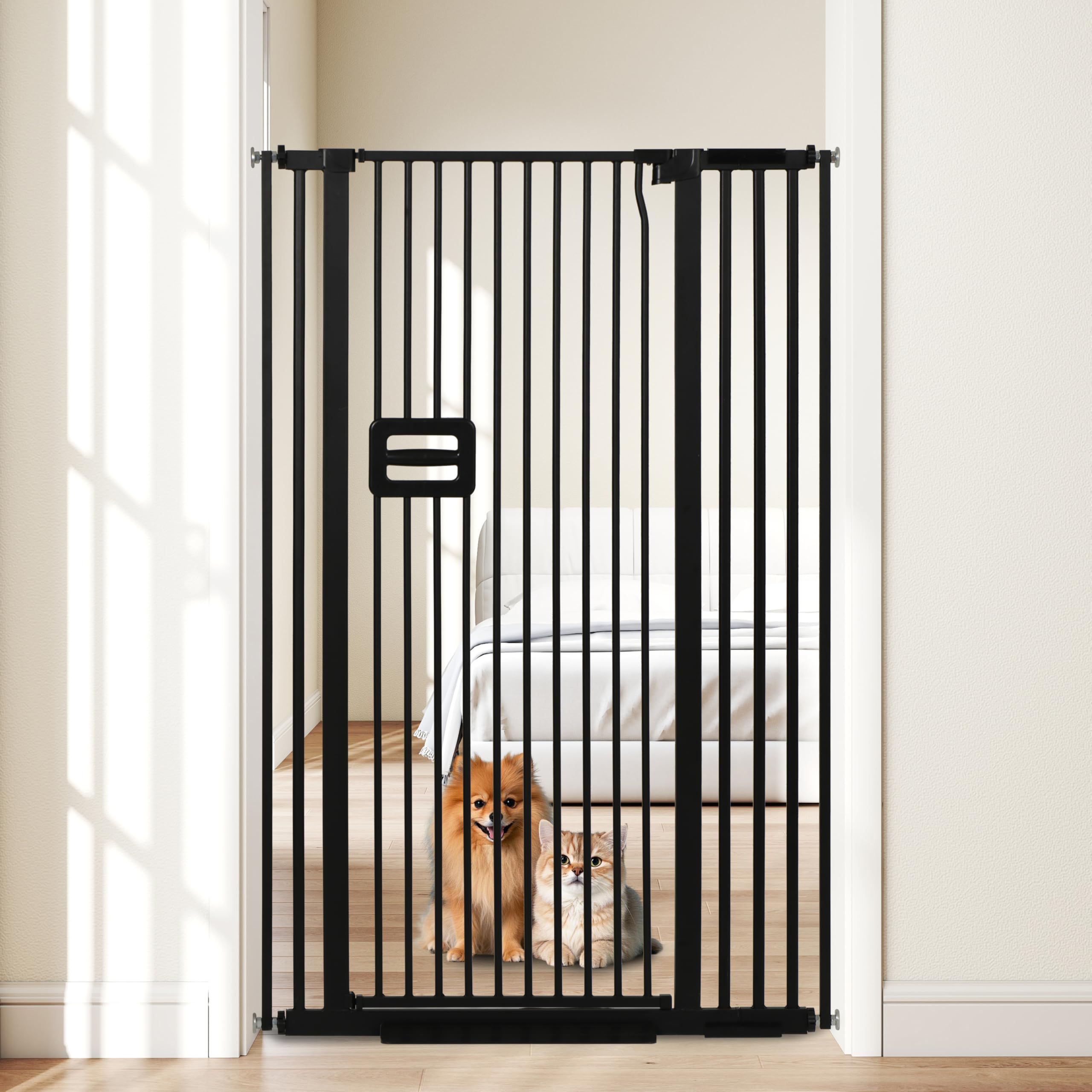 HIDOG 55'' cat gate front view showing a tall barrier for doorway containment