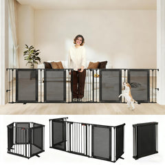 HIDOG freestanding dog gate extended for wide doorways safety.
