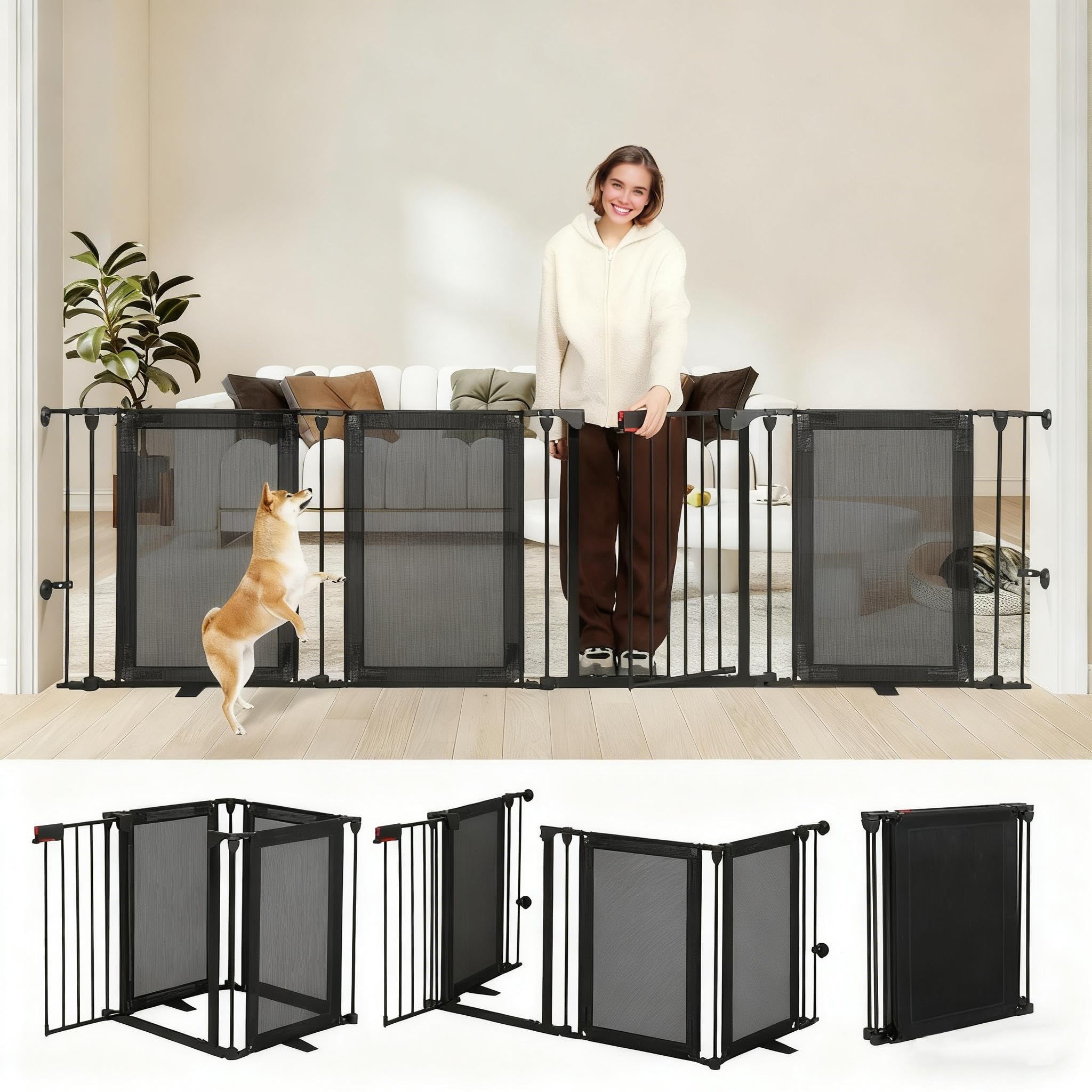 HIDOG freestanding gate wide panel configured for a doorway