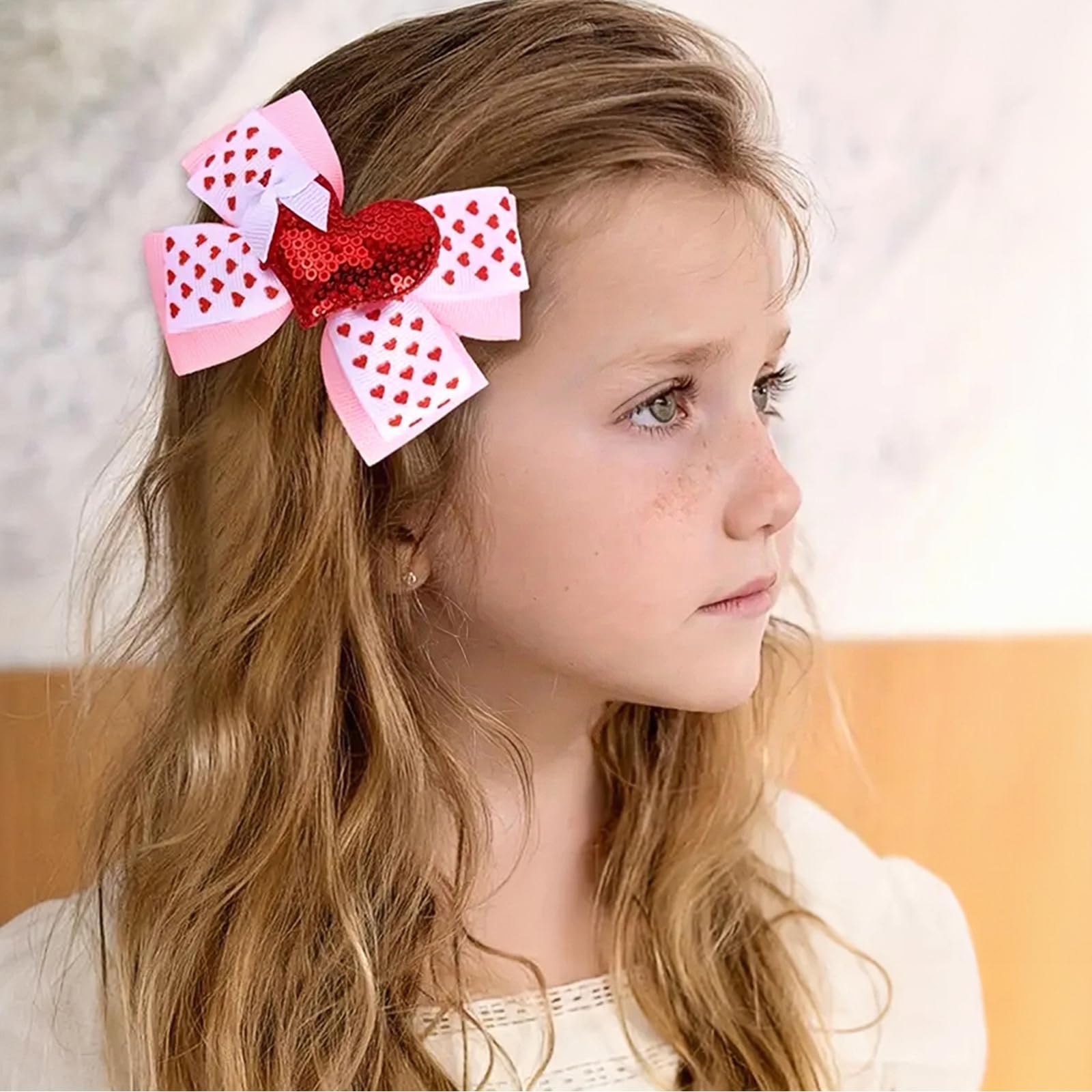 HIFANMM Valentine day hair bow, ideal gift for young fashion lovers