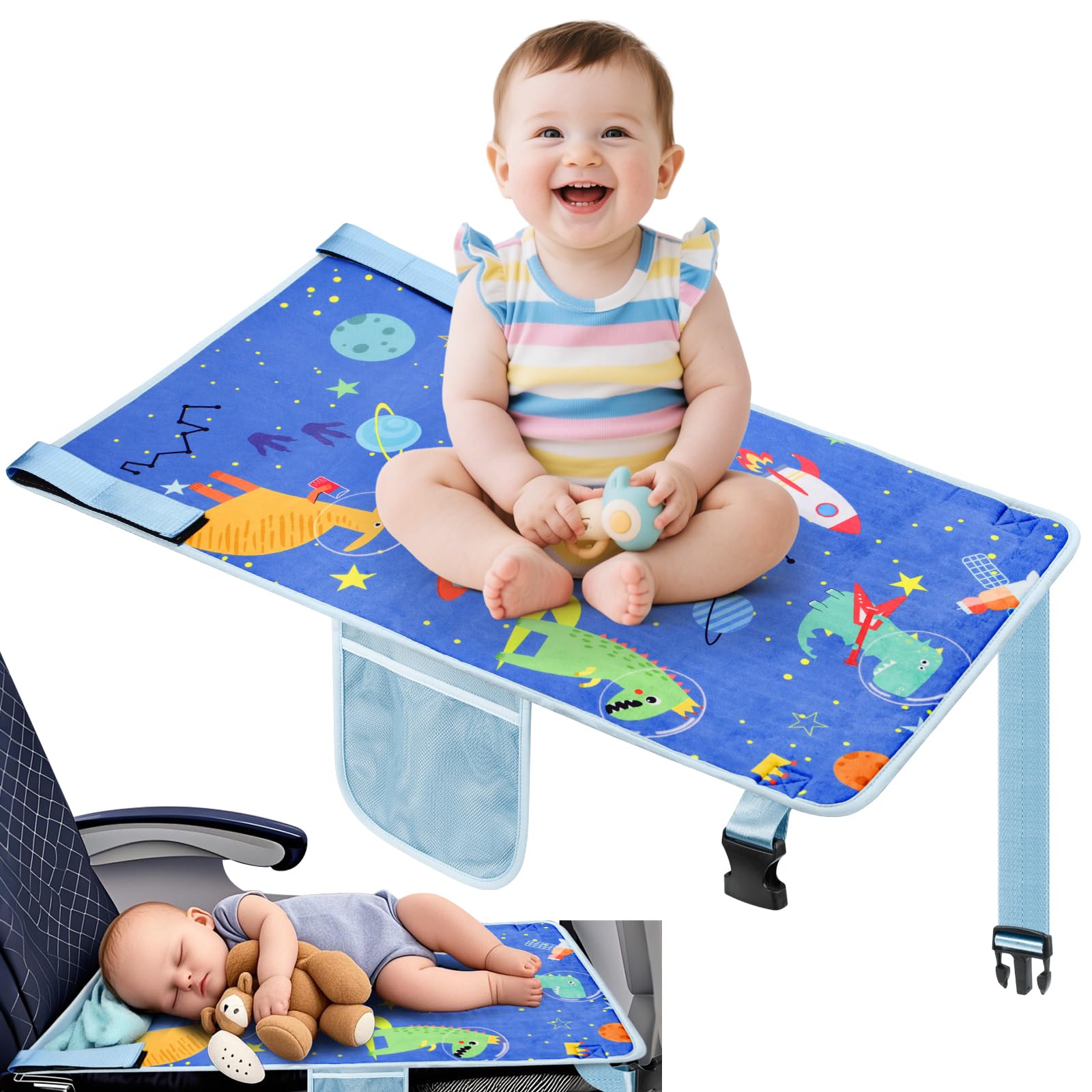 Hifezonker toddler airplane bed on seat for secure rest during flight.