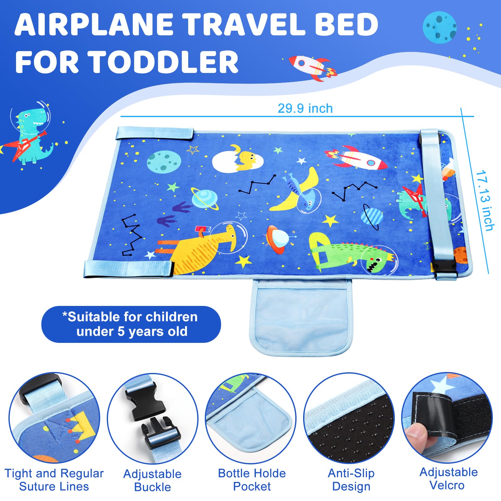 Hifezonker toddler airplane bed soft velvet fabric enhances comfort on long flights.