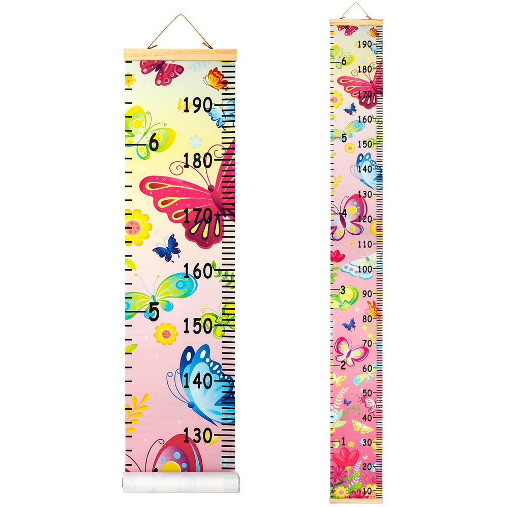 Hifot butterfly growth chart on canvas wall hanging for easy height tracking.