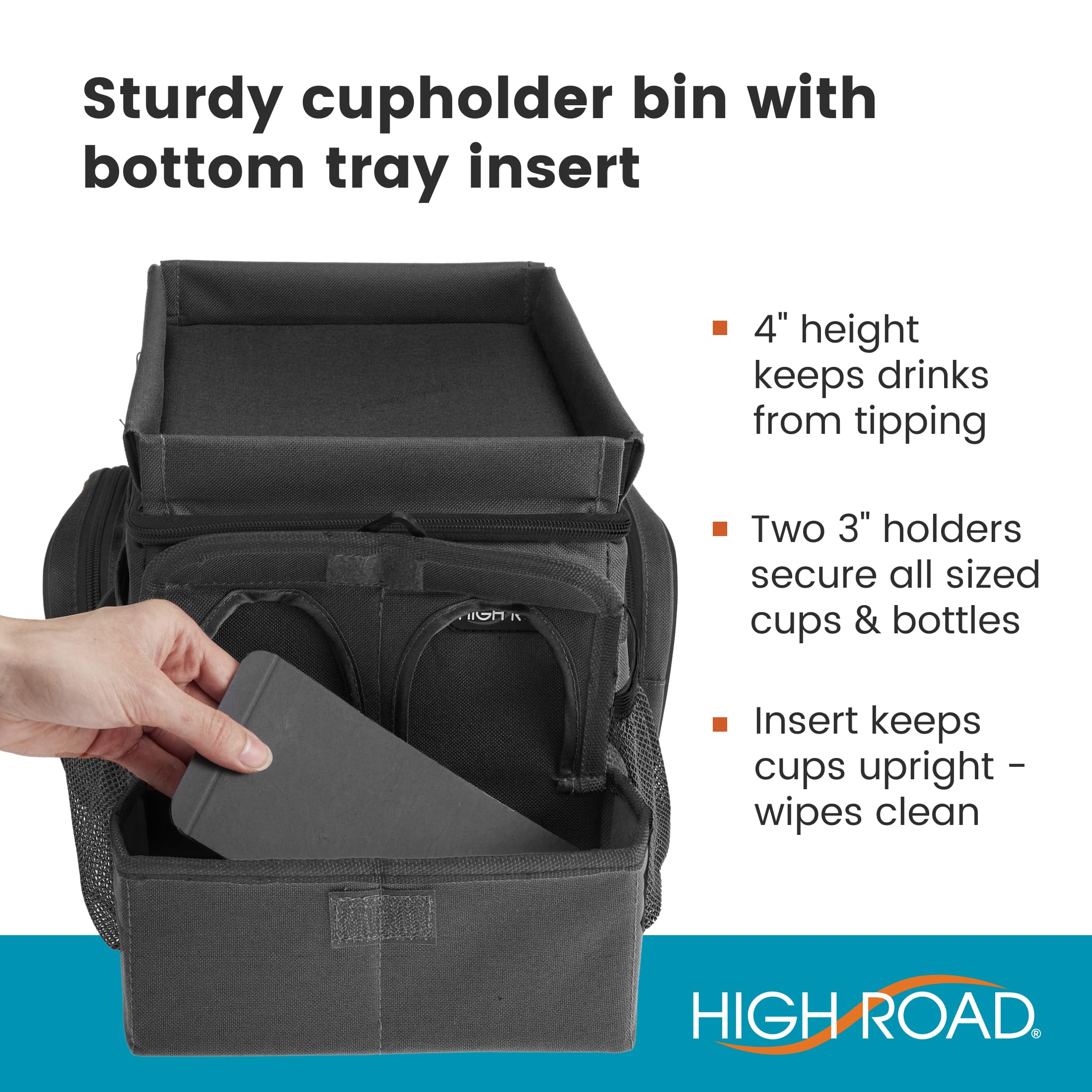 High Road CarHop sturdy design stays upright with seatbelt security