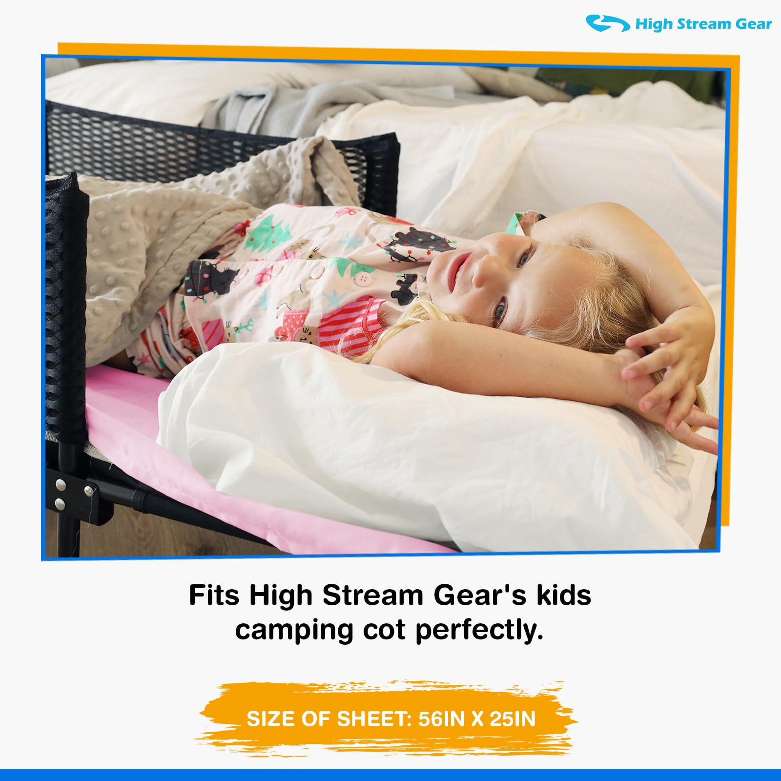 High Stream Gear 56x25 inch custom fit for foldable kids cots.