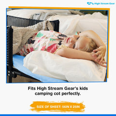 High Stream Gear cot bed sheet fitted fold design slips on easily without straps