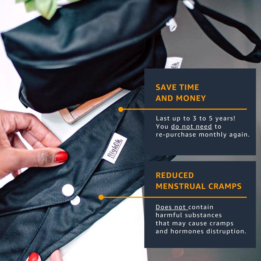 HighOh bamboo charcoal fiber layers highlight absorbent, odor-reducing material.