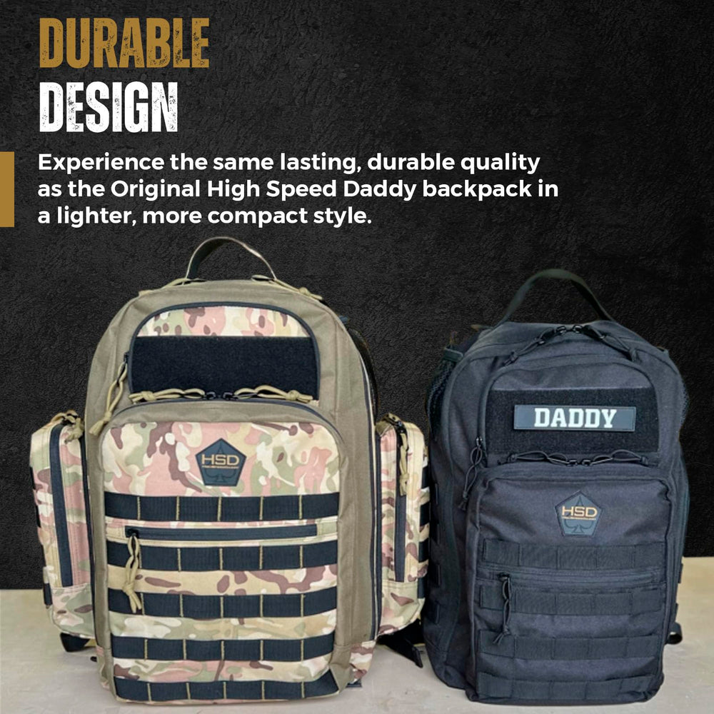 HighSpeedDaddy diaper backpack changing pad pocket for quick changes.