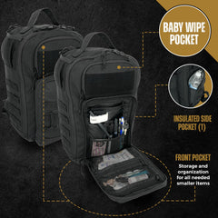 HighSpeedDaddy diaper backpack insulated bottle pocket for on-the-go feeds.