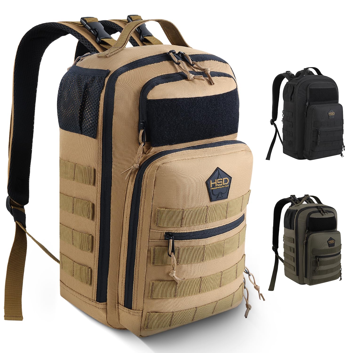 HighSpeedDaddy diaper backpack in brown, waterproof 600D fabric for family outings.