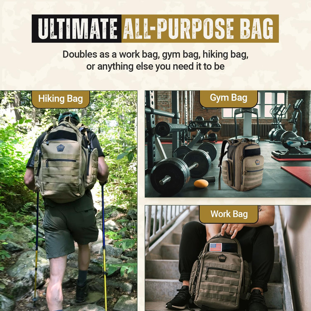 HighSpeedDaddy Ranger Green bag MOLLE webbing for versatile gear attachment.