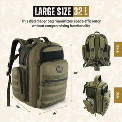 HighSpeedDaddy Ranger Green diaper bag side pocket open for quick access.