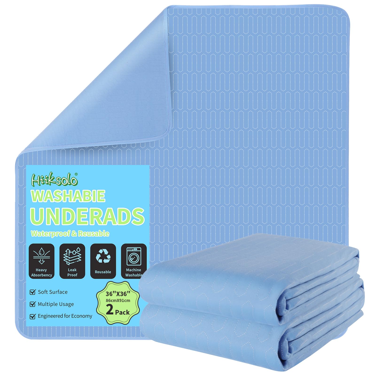 Hiiksolo 36x36 incontinence pad cover closeup showing full coverage and protection