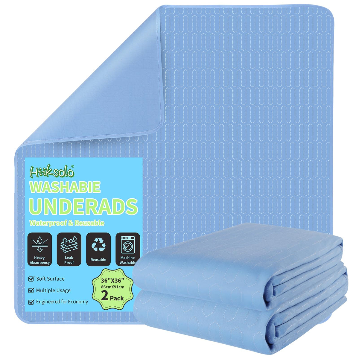 Hiiksolo 36x36 incontinence pad cover closeup showing full coverage and protection