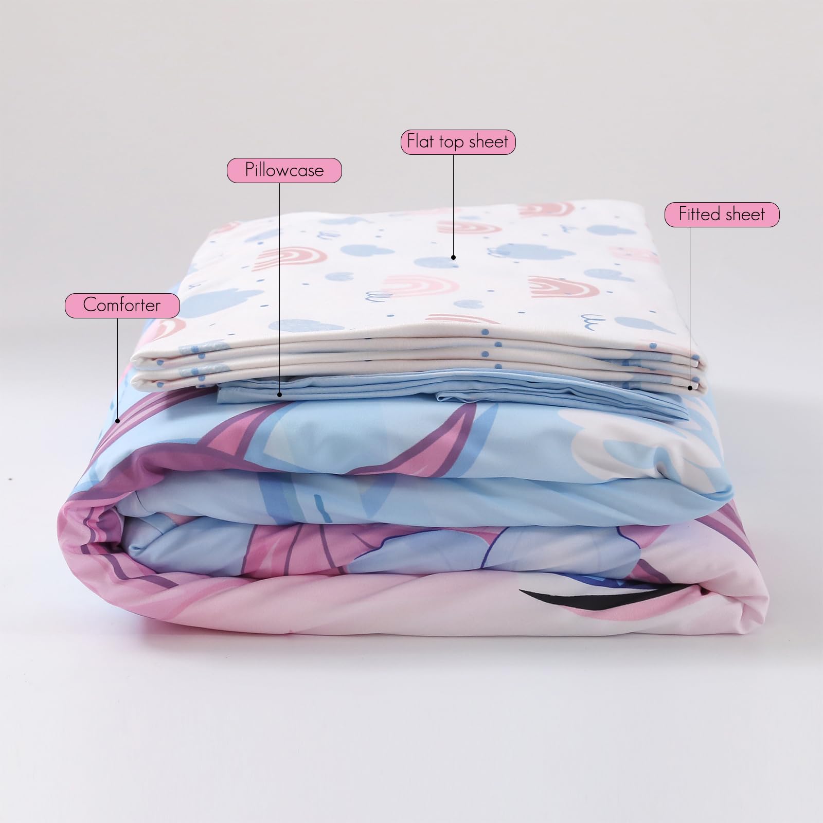 Hilabab unicorn bedding with breathable fabric supports all-season comfort.