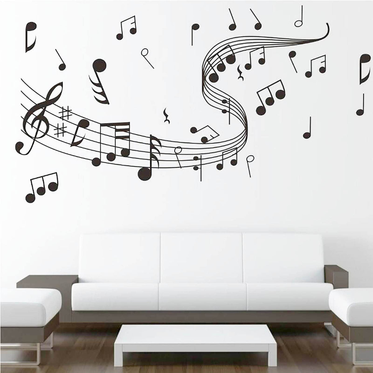 Hiluck music wall art notes notation decal on the wall adds vibrant inspiration.
