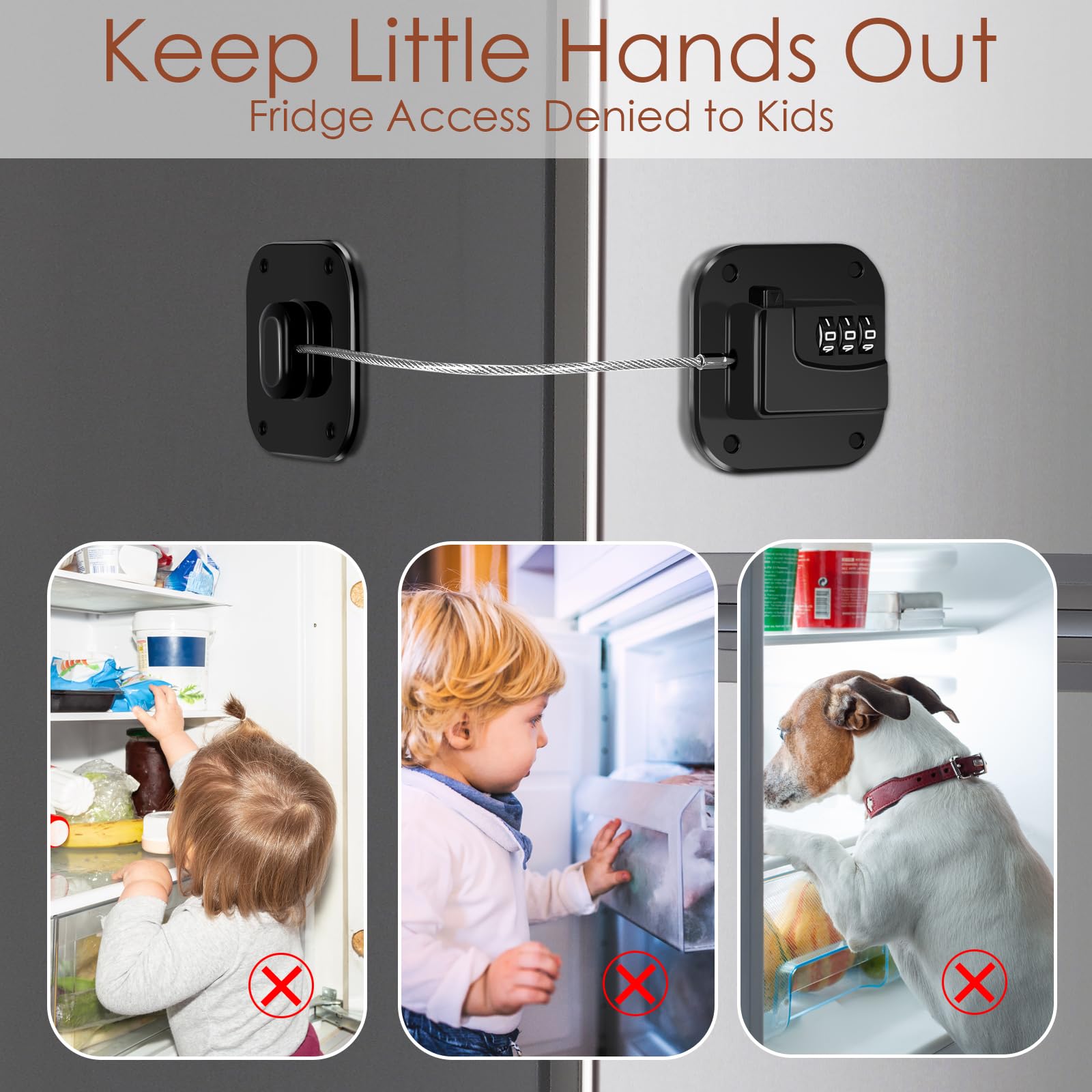 Himake no-keys-required fridge lock in use