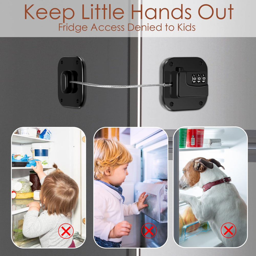 Himake no-keys-required fridge lock in use