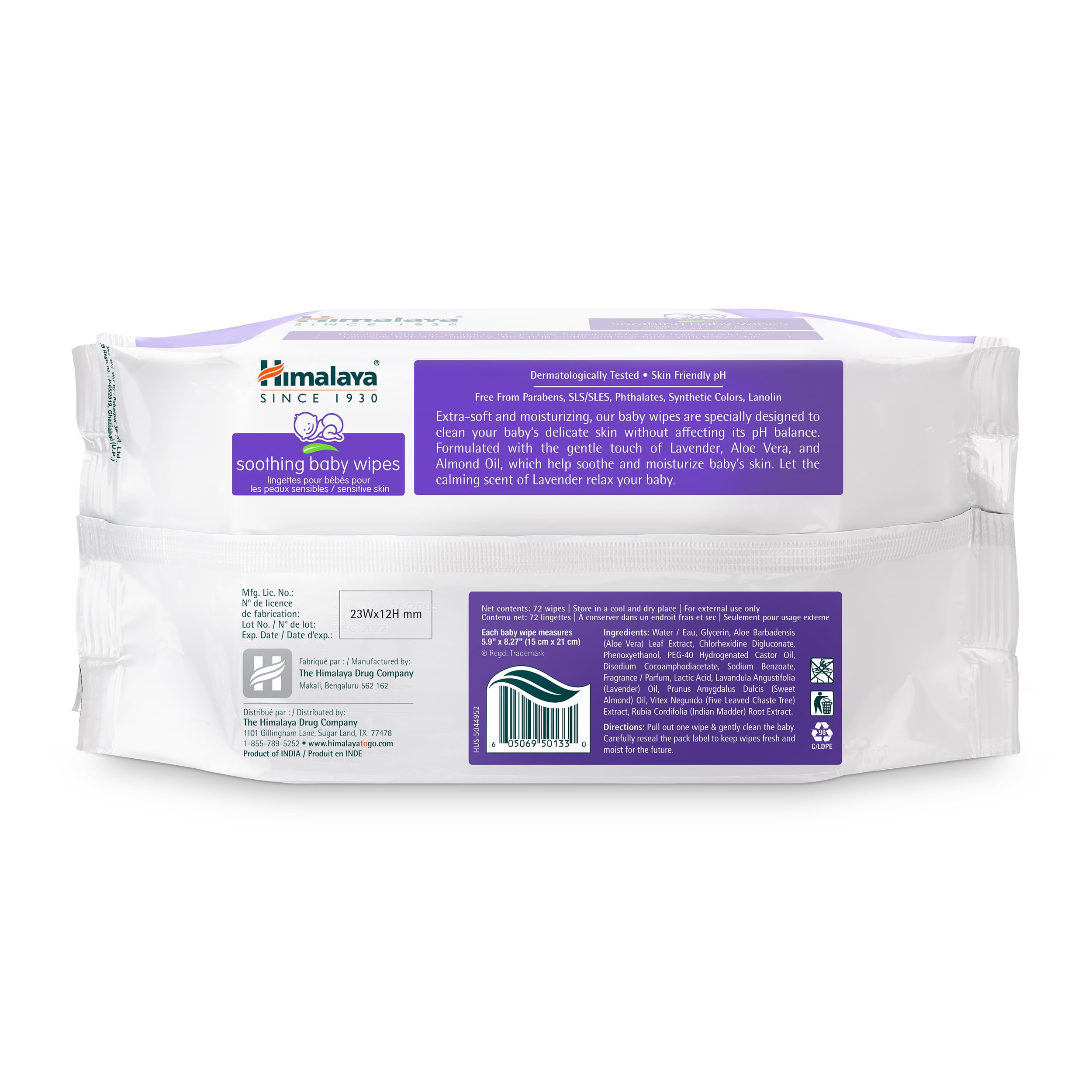 Himalaya extra-soft wipe texture demonstrating gentle touch on sensitive skin.