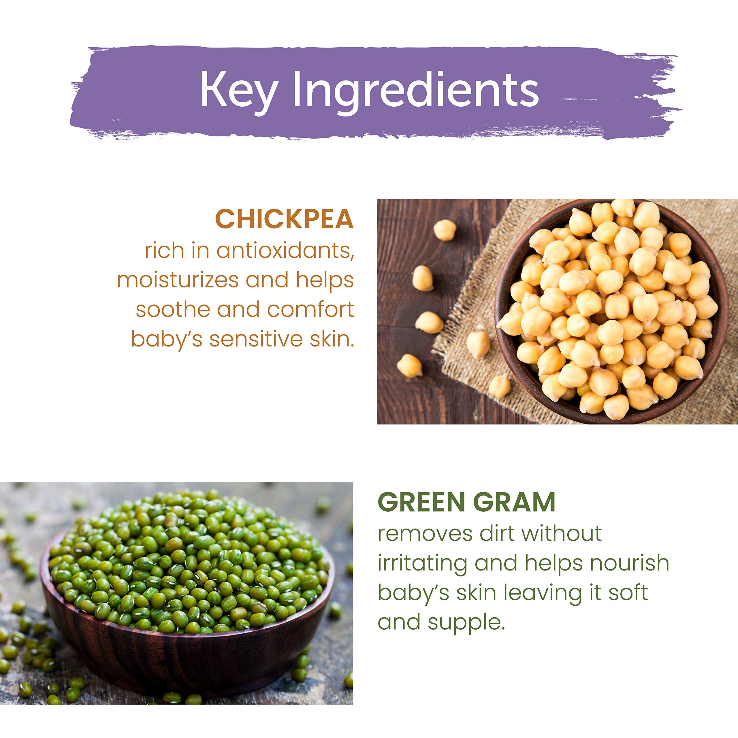 Ingredient shot of chickpea and green gram in Himalaya Gentle Baby Bath