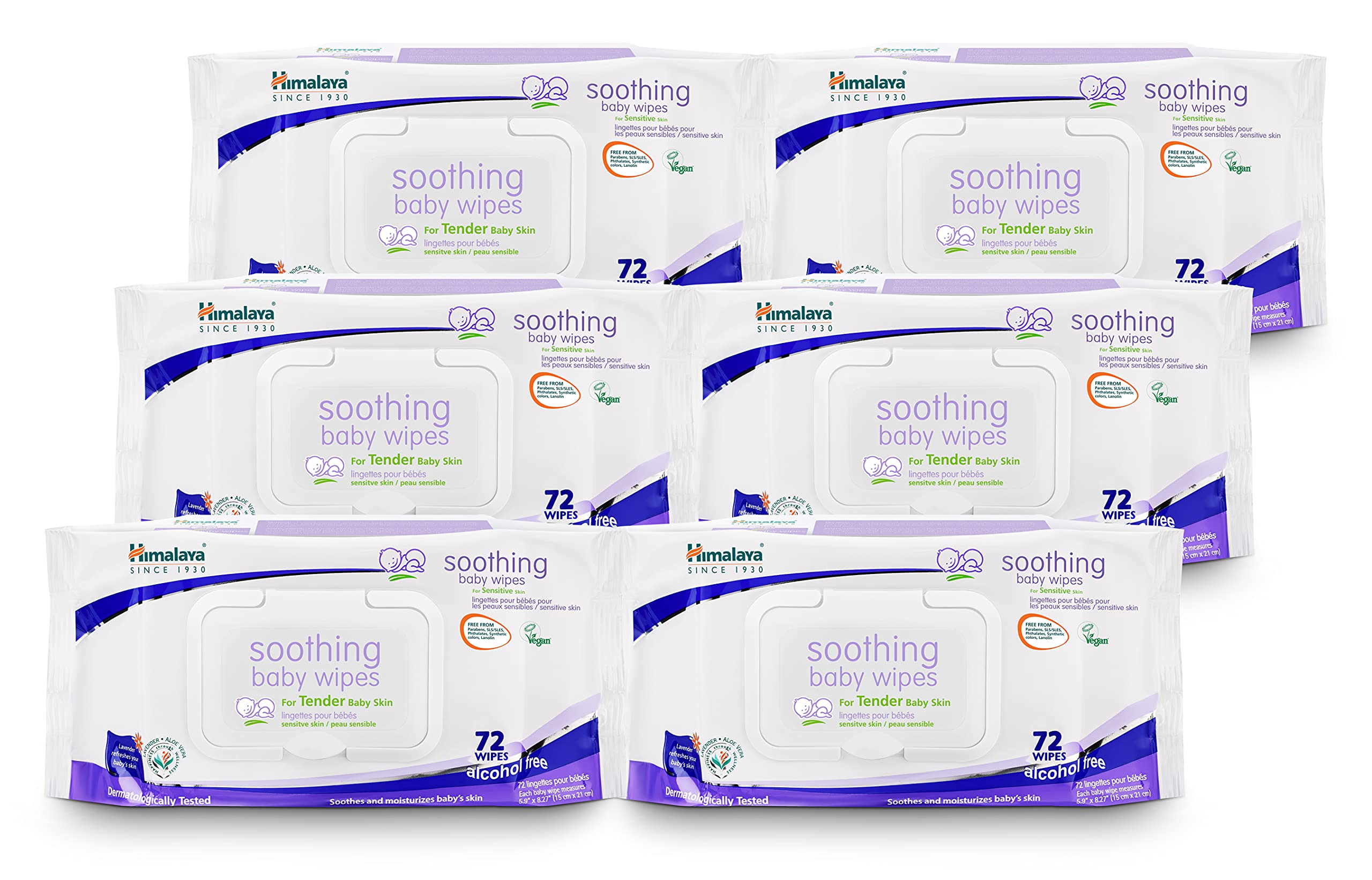 Himalaya Soothing Baby Wipes pack front view for gentle diaper changes.