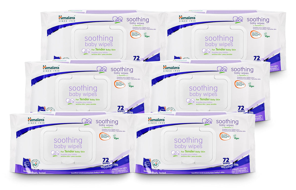 Himalaya Soothing Baby Wipes pack front view for gentle diaper changes.