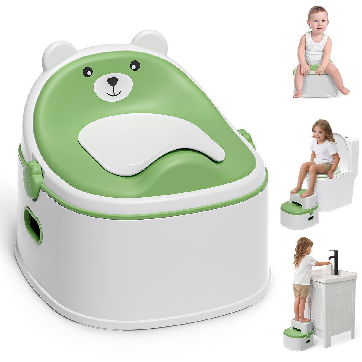 Himold 3-in-1 potty trainer with bear design supports growing potty skills at home.