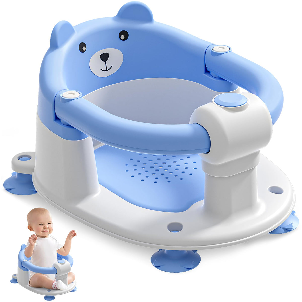 Himold baby bath seat front view offers secure support for babies 6 months and up.