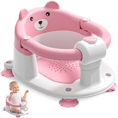 Himold baby bath seat pink, front view with soft cushion for gentle bathing.