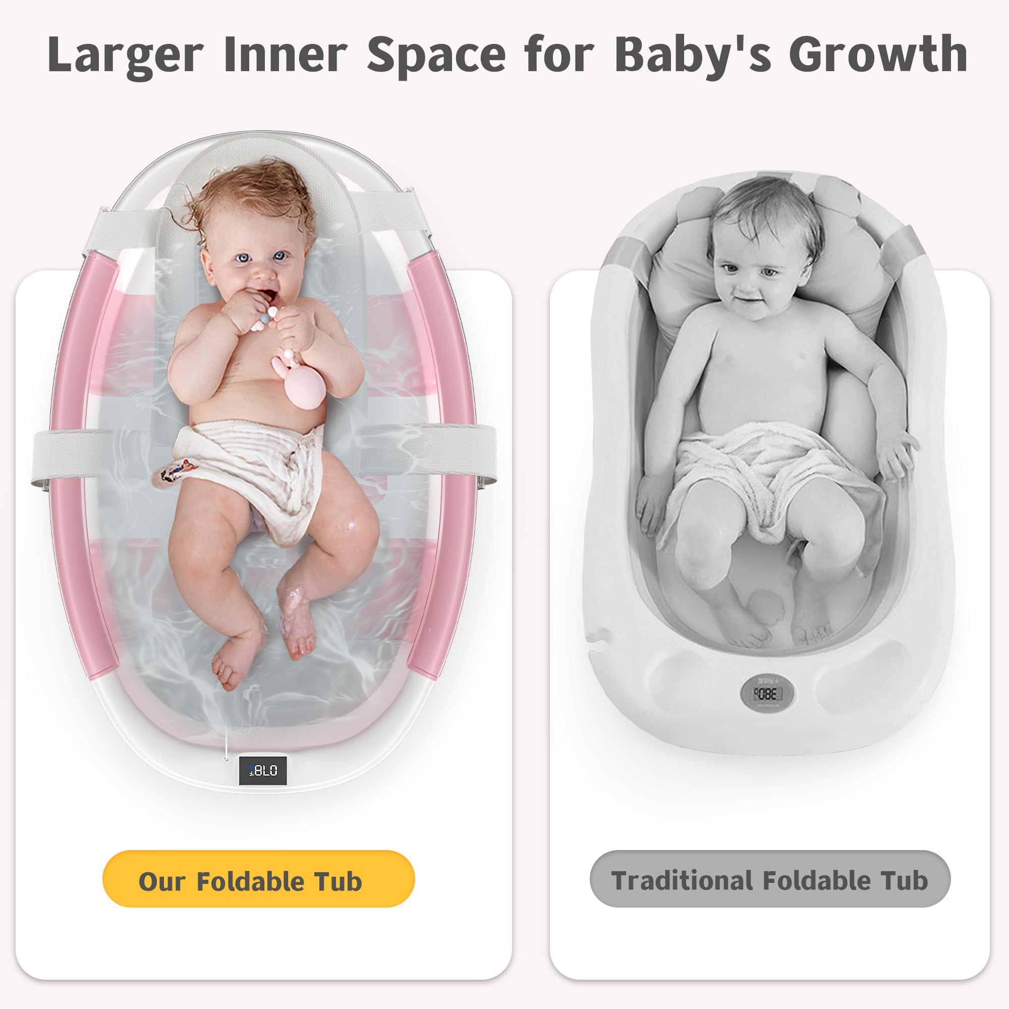 Himold collapsible baby bathtub BPA-free materials protect delicate skin.