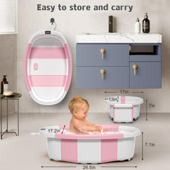 Himold collapsible baby bathtub thermometer display for safe water checks.