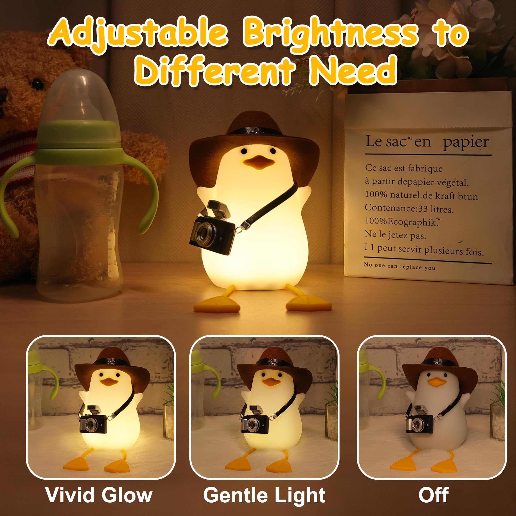 Hinittey Cowboy Duck Night Light dimmer for adjustable brightness
