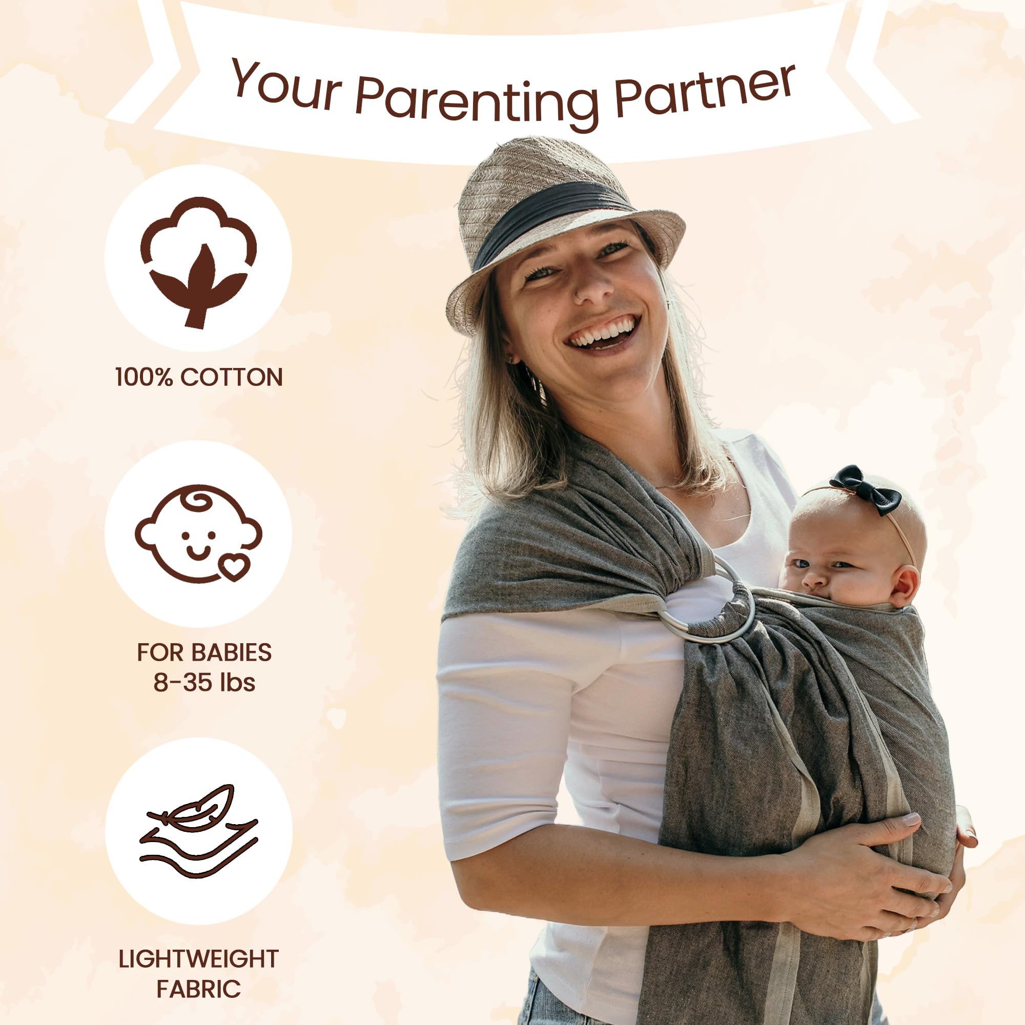 Hip Baby Wrap suitable for babies 8-35 lbs for newborn to toddler use