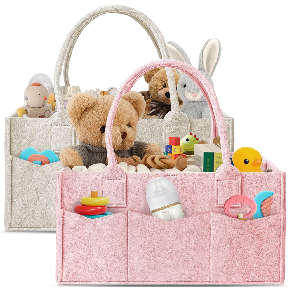 HIPHOP PANDA 2-pack diaper caddy overview on a changing table for easy access