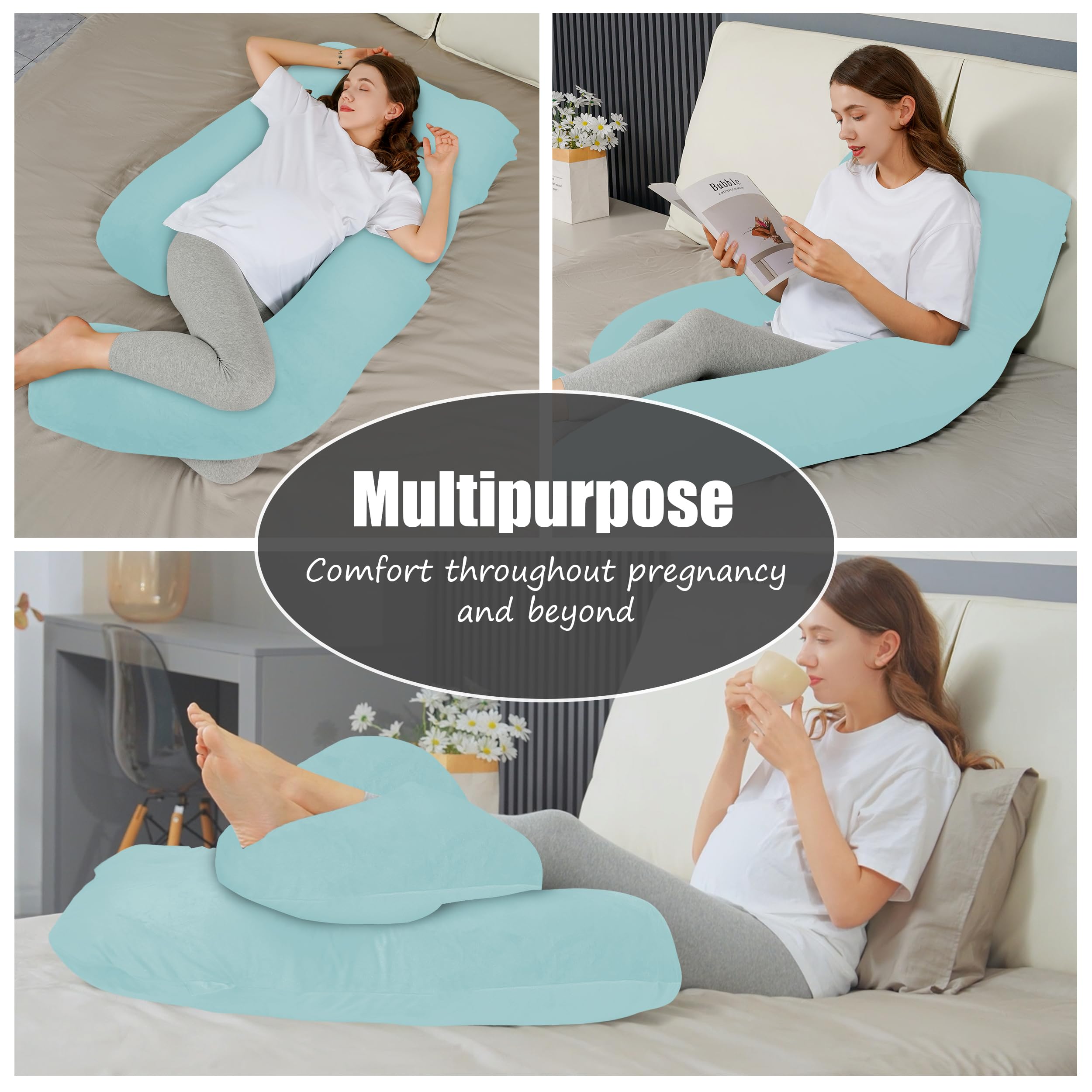 HIPHOP PANDA 57-inch pillow fits most beds for versatile positioning.