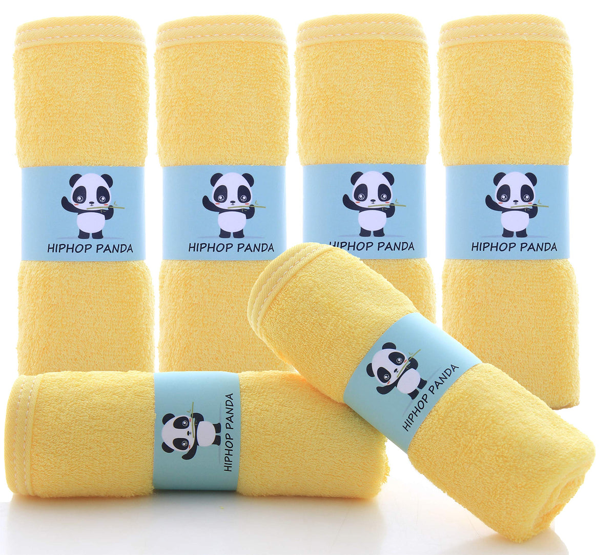 HIPHOP PANDA double-layer washcloths provide gentle bath time absorbency.