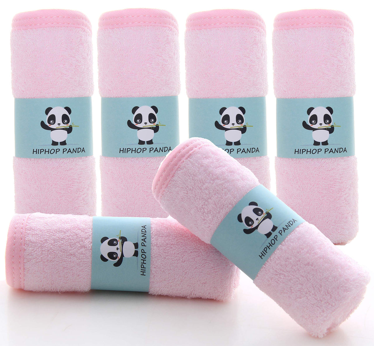 HIPHOP PANDA pink 6-pack baby washcloths for newborn care