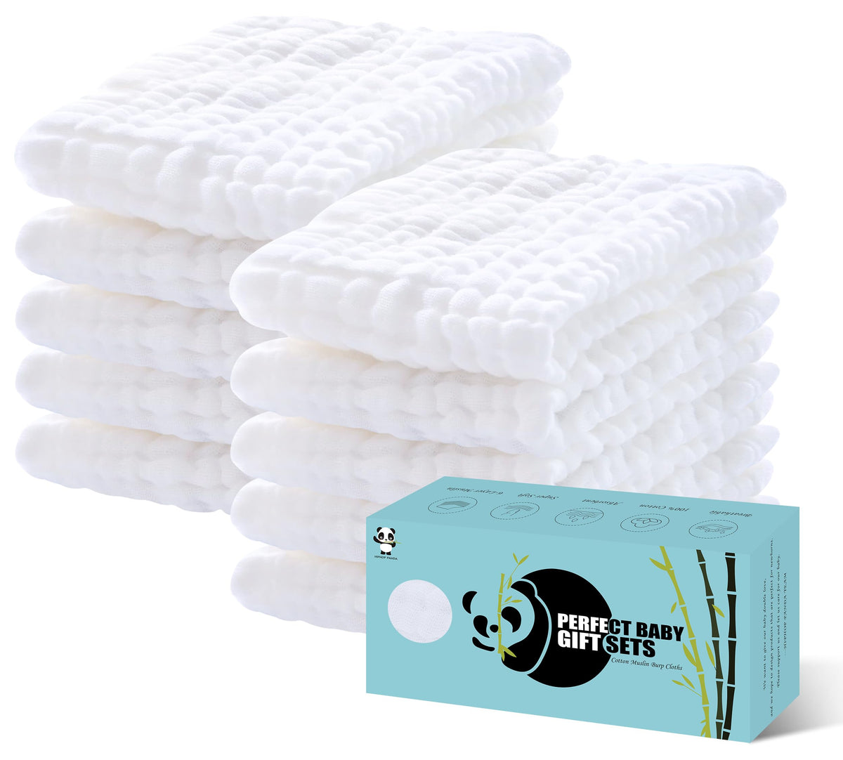 HIPHOP PANDA burp cloth six-layer absorbency for messes during feeding