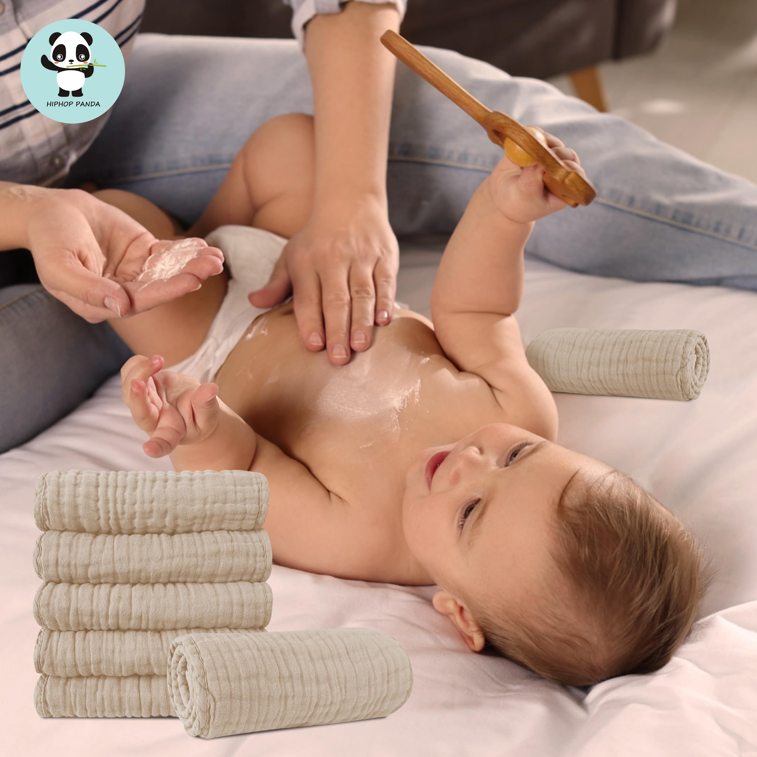 Hiphop Panda burp cloths reinforce edges for long-lasting use