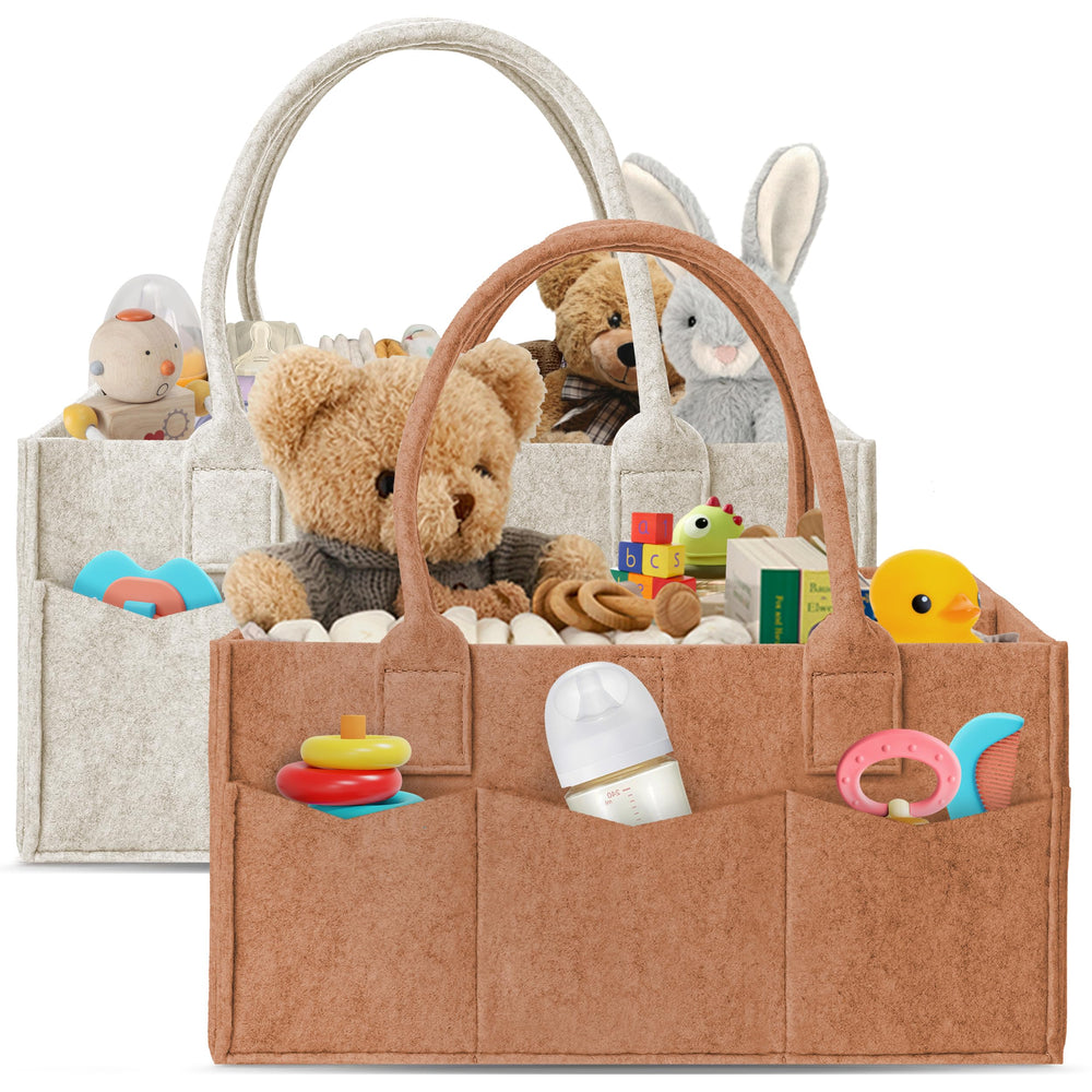 HIPHOP PANDA diaper caddy front view with dual-color design for stylish nursery organization