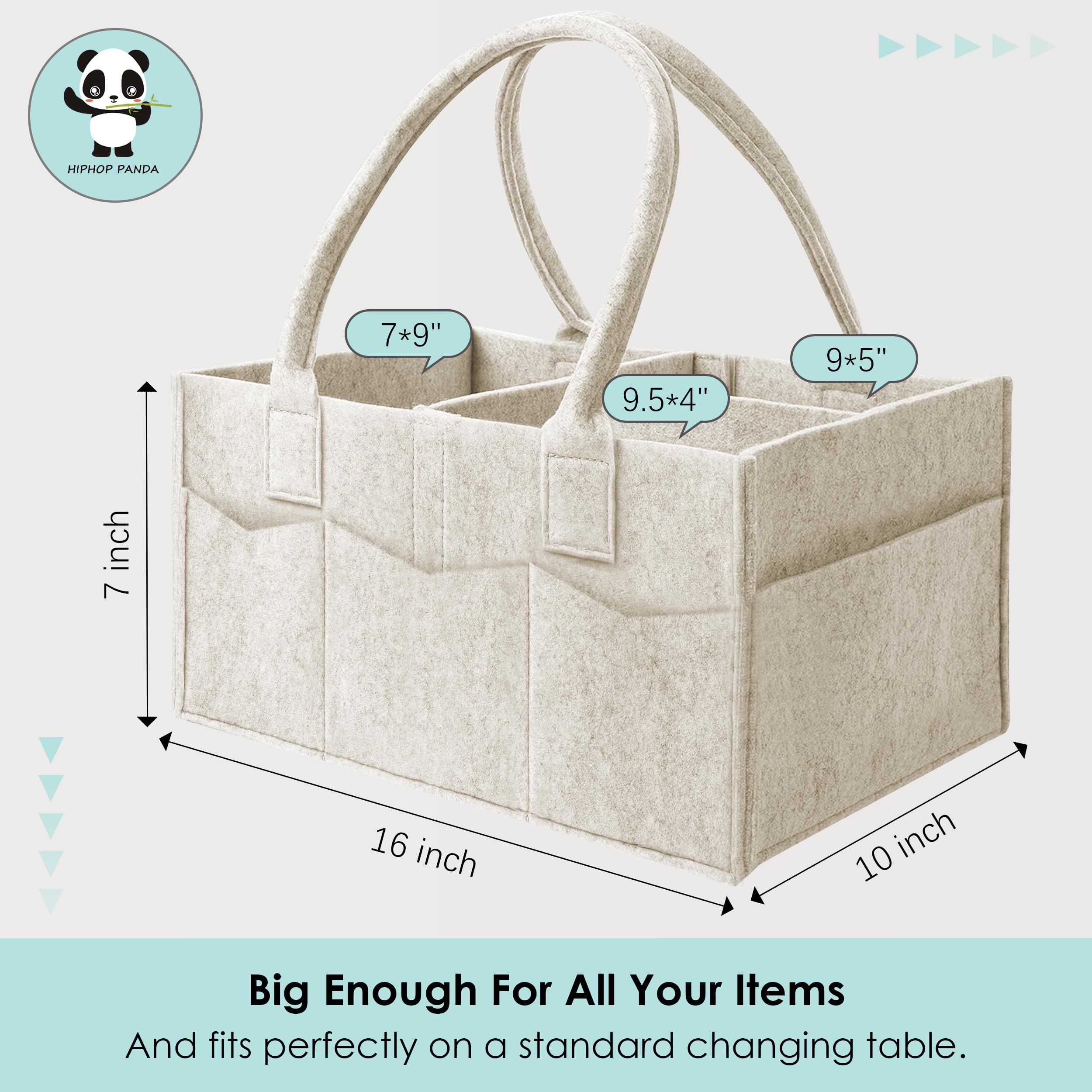 HIPHOP PANDA diaper caddy side pocket showing convenient storage for wipes and bottles