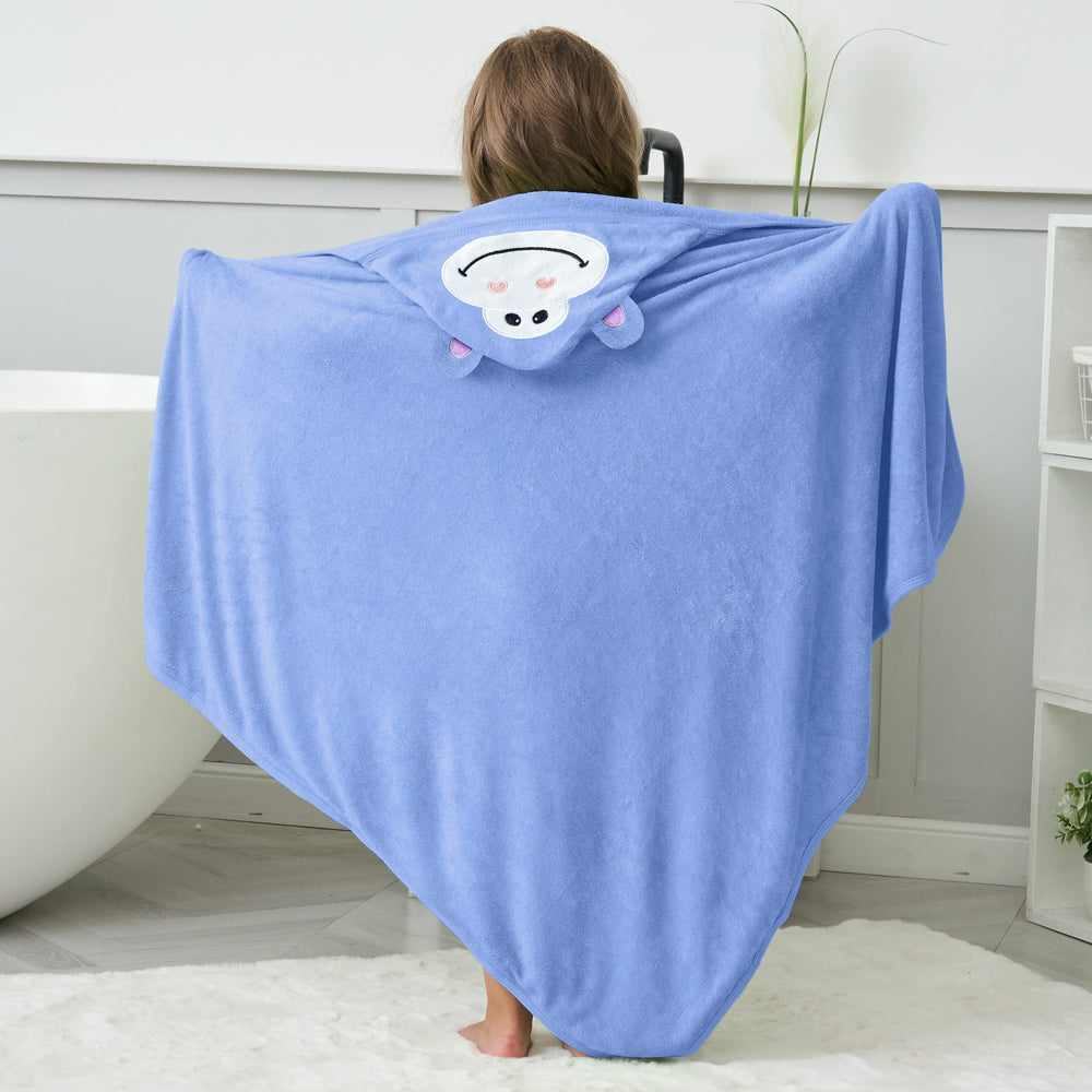 Hooded towel in thirty-by-thirty inch size for babies and toddlers