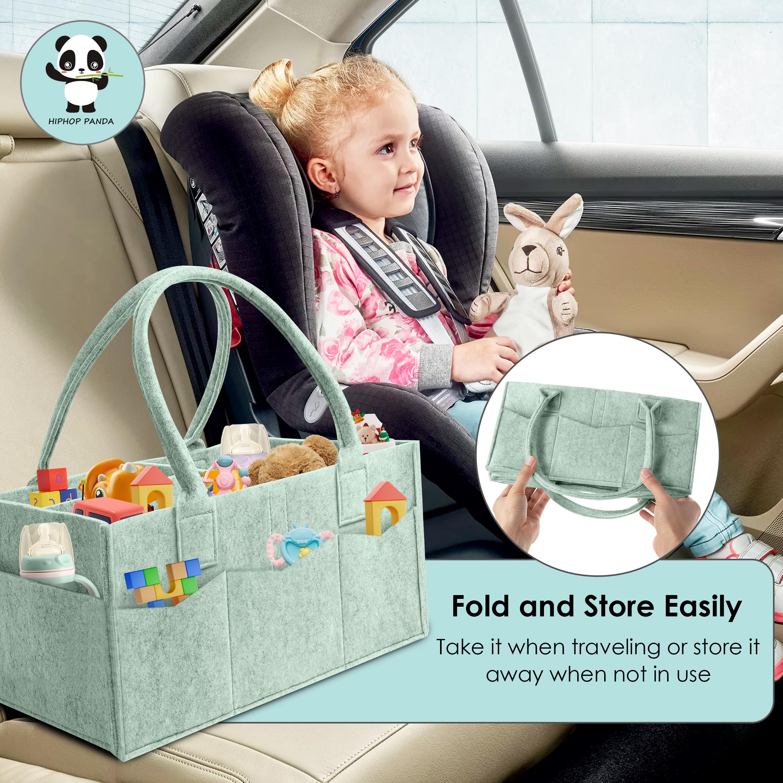HIPHOP PANDA large capacity diaper caddy keeps diapers and wipes handy