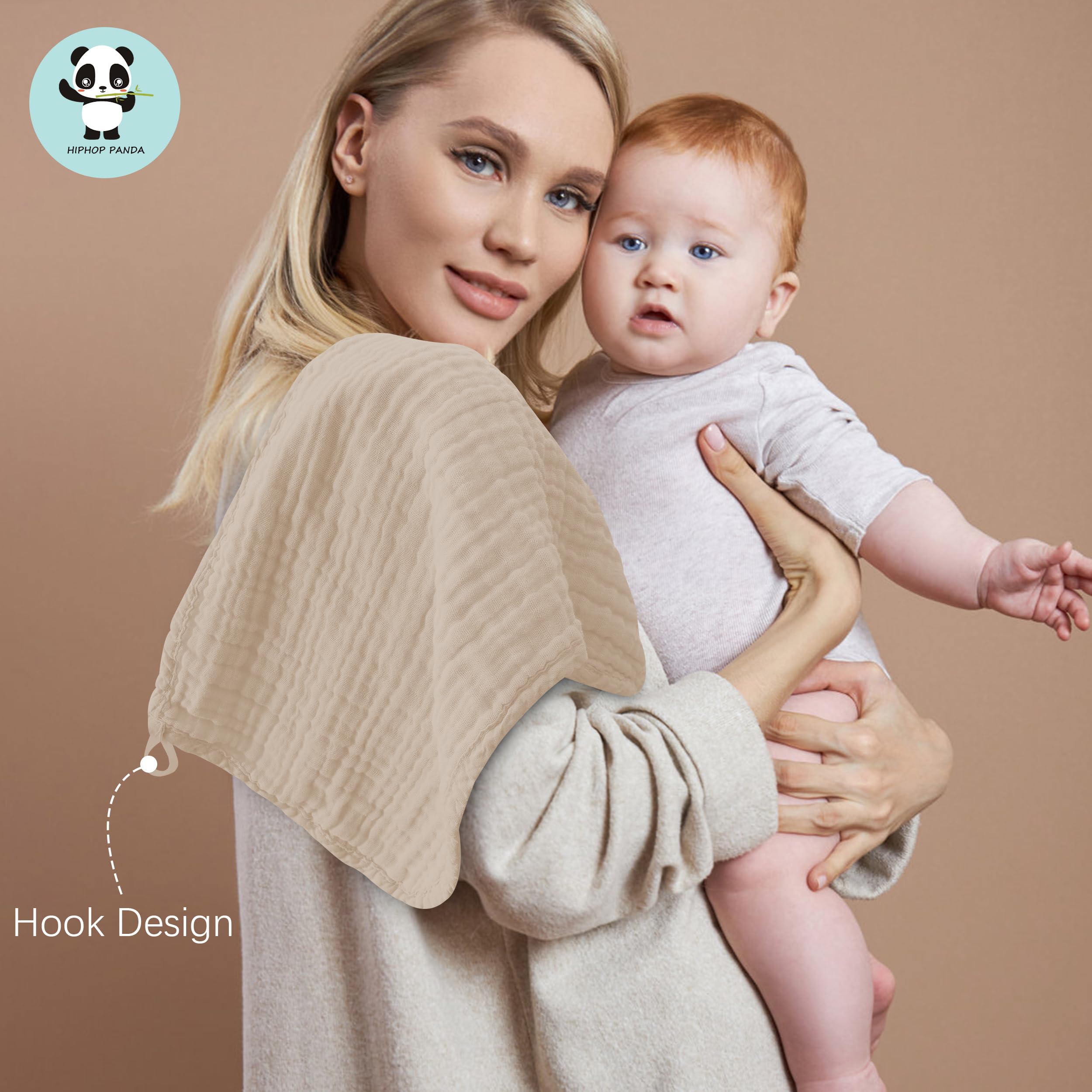 Hiphop Panda muslin texture close-up highlighting breathable, gentle fabric