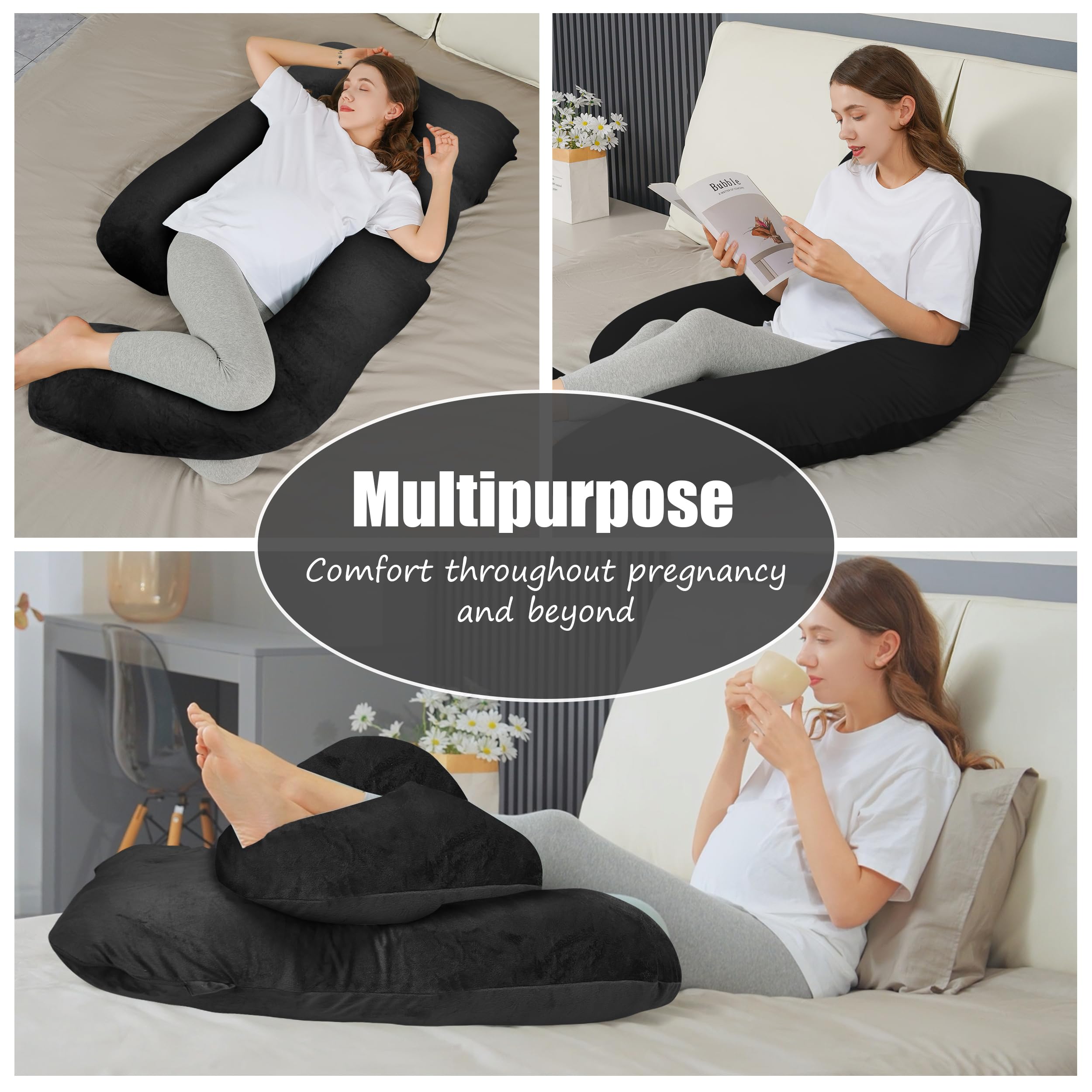 HIPHOP PANDA 57-inch pillow fits bed sizes for versatile lying options.